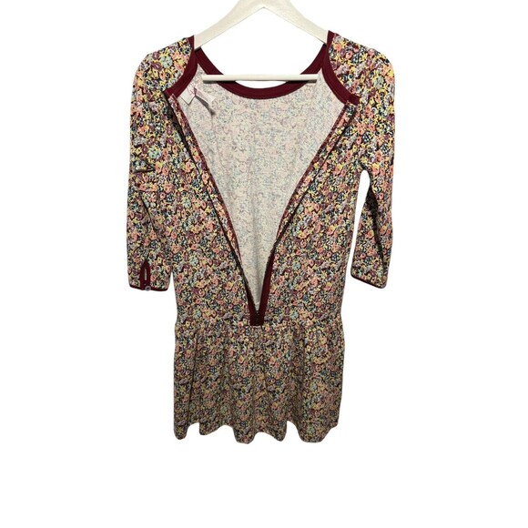 Matilda Jane 435 Courtney Burgundy Floral Print Dress Size 14 Drop Waist Ruffle - Picture 7 of 10